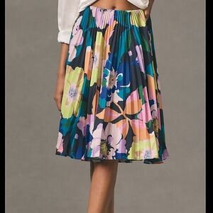 Maeve Blue and Yellow Pleated Skirt